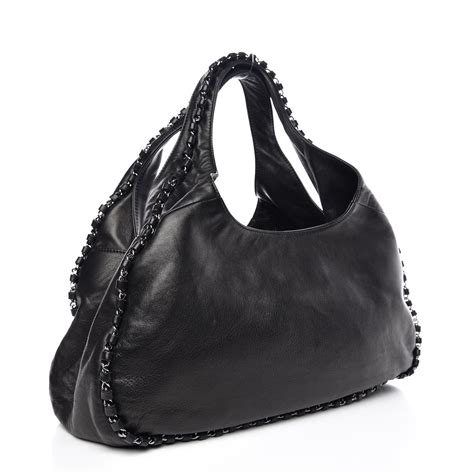 chanel rock and chain hobo|CHANEL Lambskin Large Rock and Chain Hobo Black.